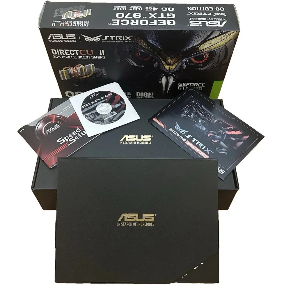ASUS GeForce GTX 970 • 3 Boxes + Install Disc + Manual ONLY • NO CARD •